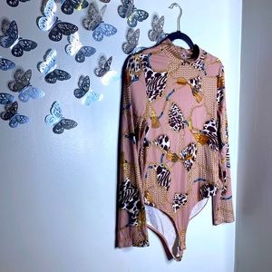 Long sleeve chain print bodysuit